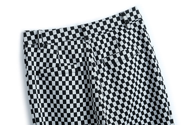 チェーン付きオープンショルダーリブトップス×スリット入りブロックチェックフレアパンツ【上下別売り可】