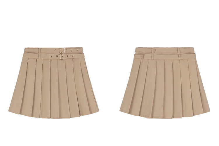 ドローストリングスリーブクロップド襟付きトップス×プリーツミニスカート【上下別売り可】