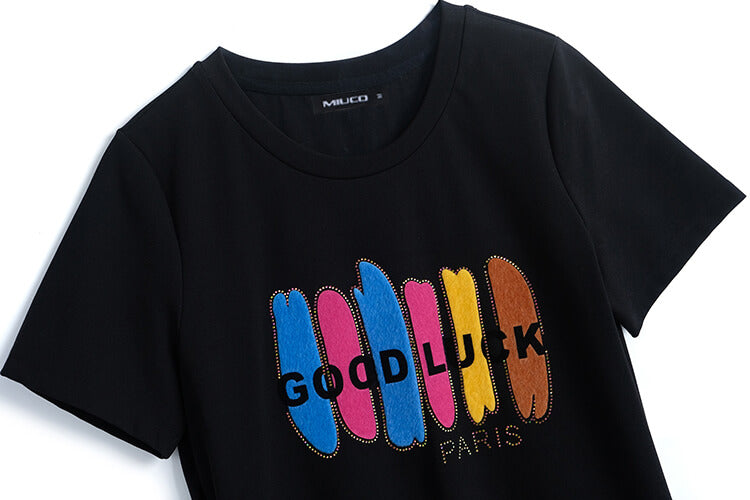 ロゴプリントサイドスリットTシャツワンピース(2colors)