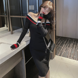2WAYオフショルダーマルチラインニットワンピース(2colors)