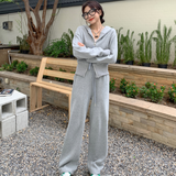 クロップドダブルジッパーパーカー×スウェットパンツ(2colors)