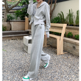 クロップドダブルジッパーパーカー×スウェットパンツ(2colors)
