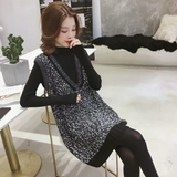 ハイネックニットトップス×ラメ入りノースリーブニットワンピース(2colors)